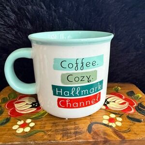 Hallmark Channel Coffee Cozy White Mug Green Handle Holiday Christmas white gift